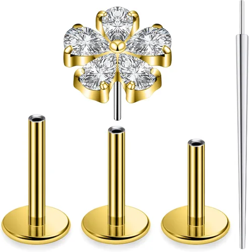 Miniatura 15 de 20G 18G 16G Astm F136 - Aretes de titanio sin rosca con parte trasera plana, tragus hélice, caracola, piercing, nariz, labio, hélice, cartílago