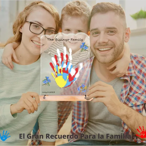 Miniatura 2 de Kit familiar de huellas de manos con luz, kit de mano y huella de bebé, regalos familiares para nuevos padres, Navidad, adopción, baby shower