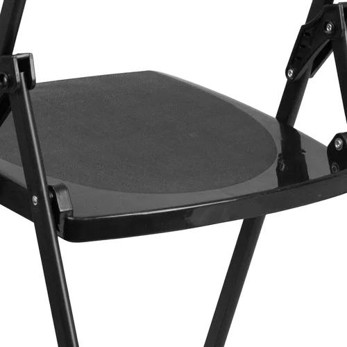 Miniatura 17 de Flash Furniture HERCULES Series - Silla plegable de plástico negro resistente de 500 libras con soportes integrados