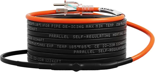 Miniatura 9 de VEVOR Cable de calefacción de tubería autorregulable, cinta térmica de 120 pies de 5 W/ft para protección contra congelación de tuberías, protege