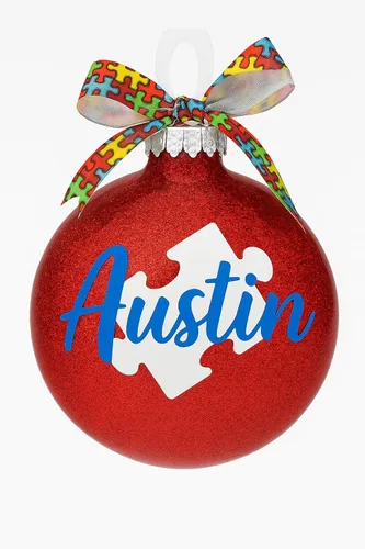 Miniatura 2 de Adorno de Navidad personalizado con purpurina para autismo, regalo con nombre Aspergers, profesor, educación especial, trastorno del espectro