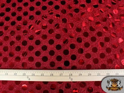 Miniatura 2 de Tela roja con lentejuelas grandes y lunares, 44 pulgadas de ancho, vendido por yarda