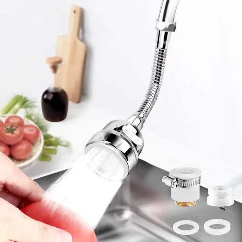 Accesorio de rociador de llave, cabezal de llave de cocina de repuesto giratorio de 360° extensor de llave de 3 velocidades con adaptador universal