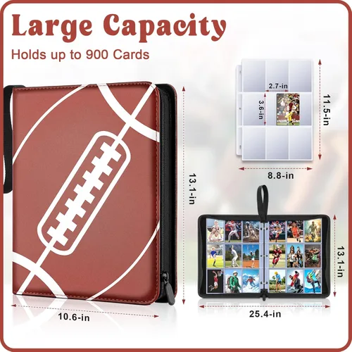 Miniatura 2 de Carpeta de 720 bolsillos para tarjetas de fútbol con fundas, compatible con tarjetas de béisbol, juego de protectores para álbum de tarjetas