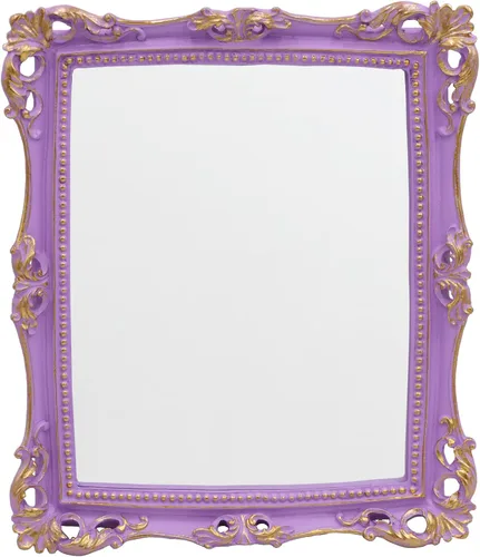 Funerom Espejo decorativo vintage de 11 x 9.5 pulgadas, espejo de maquillaje para montar en la pared y mesa, cuadrado (morado lila)