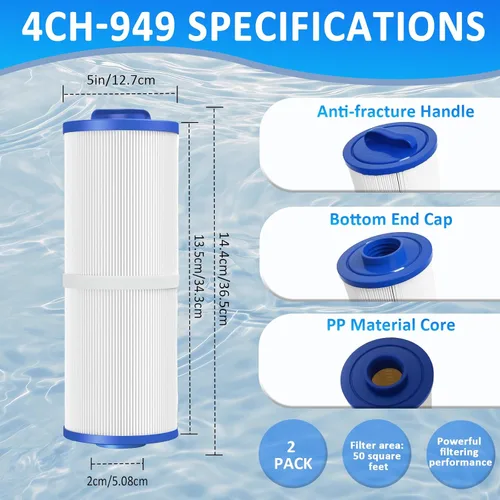 Miniatura 2 de Ketofa 4CH-949 Filtro de spa compatible con Pleatco PWW50L - Filtro de spa Filbur FC-0172 FC0172 SD-01143 Waterway 817-4050 Rising Dragon 50