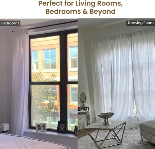 Miniatura 5 de LFH Home - Cortinas de algodón blanco para sala de estar, paneles de ventana de filtrado de luz con bolsillo para barra, cortina de granja