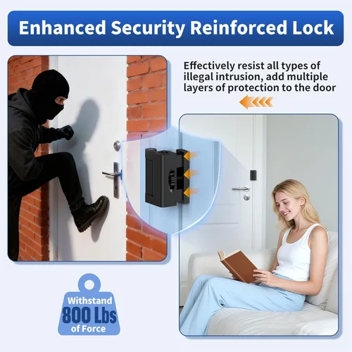 Miniatura 6 de Cerradura de refuerzo de puerta de hogar, 800 libras resistente a la fuerza de bloqueo de bloqueo de seguridad para puerta delantera, apartamento