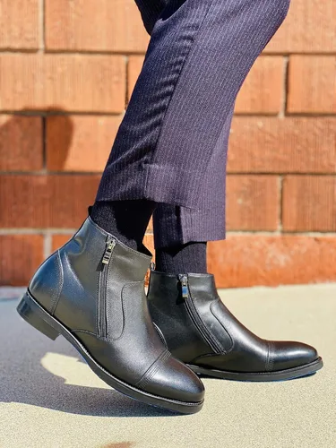 Miniatura 9 de CALTO Zapatos de elevación invisibles para hombre con aumento de altura Botas ligeras de cuero de primera calidad con cremallera 3.2 pulgadas más