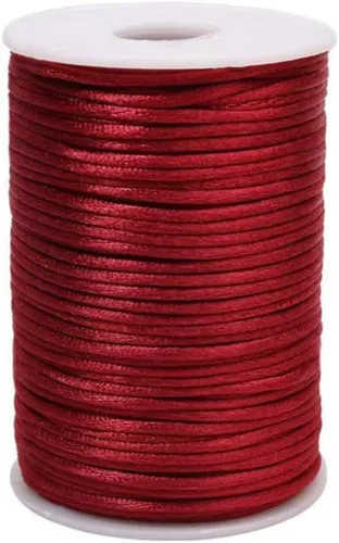 Miniatura 64 de 2.0 mm x 110 yardas de cordón de satén de nailon para abalorios, hilo trenzado para nudos chinos, rattail, macramé, pulseras, collares, fabricación