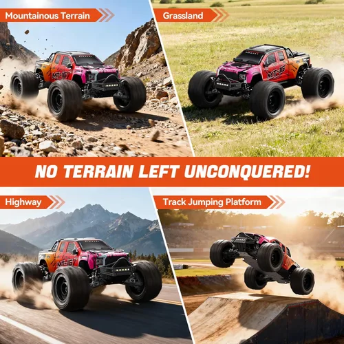 Miniatura 5 de 1/16 80km/h Camión RC sin escobillas 4WD, Coches de control remoto todo terreno actualizables con batería 3S, Camión RC todoterreno rápido Rojo