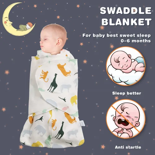 Miniatura 6 de Manta para arrullo para bebé niña y niño, mantas envolventes para recién nacidos, manta envolvente de transición infantil 100% algodón, manta