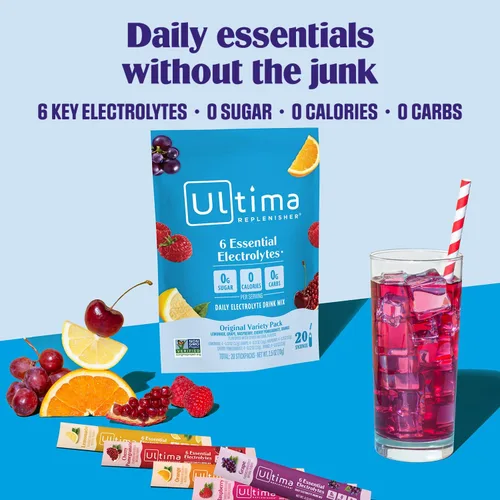 Miniatura 2 de Ultima Replenisher - Bebida de electrolitos en polvo vegana, sin azúcar ni OMG, bebida hidratante adecuada para dieta cetogénica, paquetes