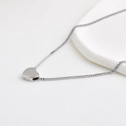 Miniatura 3 de Candyfancy Collar con colgante de corazón de plata de ley 925 para mujer cadena de caja de 180in Metal