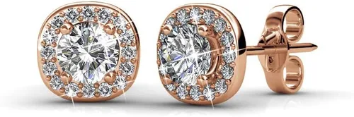 Cate & Chloe Ruth - Aretes tipo dormilona chapados en oro blanco de 18 quilates con cristales, los mejores aretes de plata para mujer, hermosos