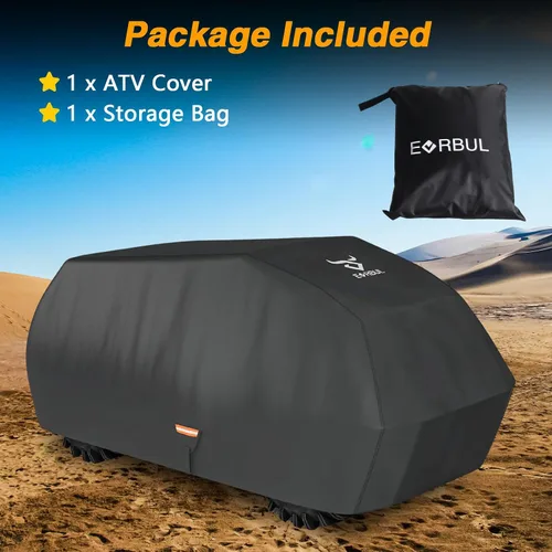 Miniatura 9 de EVRBUL Cubierta impermeable 420D para ATV pequeño, almacenamiento al aire libre, protección UV, cubierta para ATV 61.42"x41.34"x29.53" compatible