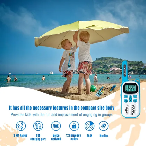 Miniatura 4 de Walkie Talkies de doble recepción para niños y adultos, radios de 2 vías sin licencia con puerto de carga USB, VOX, linterna LED y tonos de cuna
