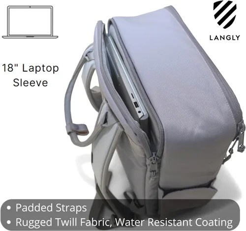 Miniatura 4 de LANGLY Mochila para cámara Sierra: una mochila fotográfica moderna y fácil de viajar, compatible con portátiles de 18 pulgadas y con todo
