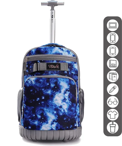 Miniatura 3 de Tilami Mochila con ruedas, mochila para laptop de 19 pulgadas con ruedas y lonchera
