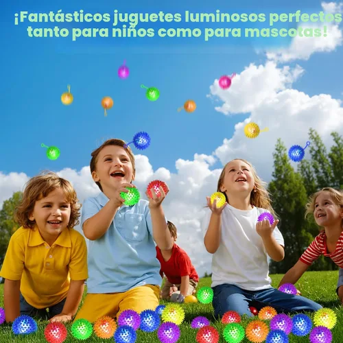 Miniatura 4 de SHQDD 24 bolas de luz, bolas antiestrés, bolas inflables para niños, bola chirriante intermitente de 6 colores, juguetes iluminados de 2.2 pulgadas