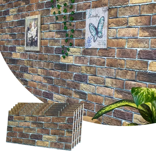 Miniatura 54 de Dundee Deco Paneles de pared 3D de ladrillo sintético, revestimiento de pared con aspecto de piedra roja, gris y marrón, espuma de poliestireno
