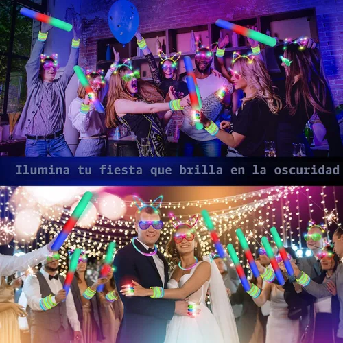 Miniatura 3 de OLUPP 282 piezas de suministros de fiesta que brillan en la oscuridad, 18 varillas de espuma, 18 lentes LED, 200 varillas brillantes, 30 luces