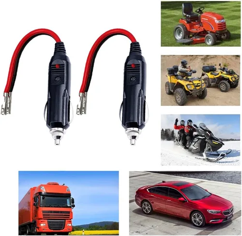 Miniatura 5 de Enchufe macho de repuesto para encendedor de cigarrillos, 12 V, con cables 2P