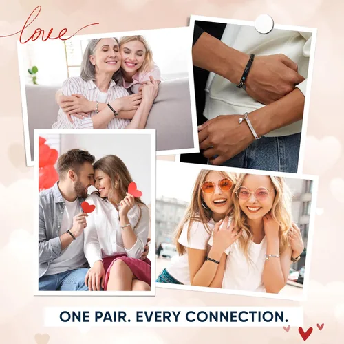 Miniatura 6 de MEALGUET Pulseras a juego para parejas para hombres y mujeres: juego de pulseras de cadena de eslabones cubanos de acero inoxidable para novio
