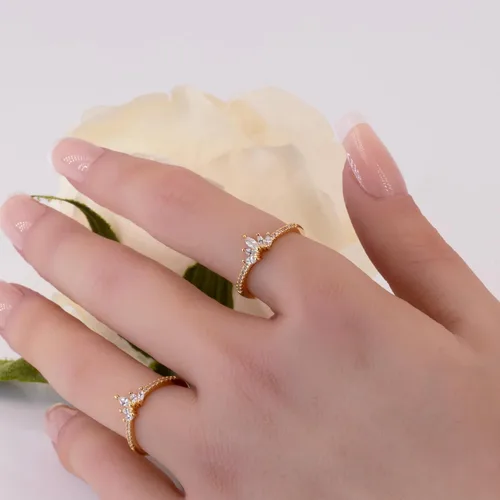 Miniatura 4 de Rapunzel - Anillo de corona para mujer, delicados anillos apilables de diamantes de cristal real, anillo de compromiso de cumpleaños, regalos