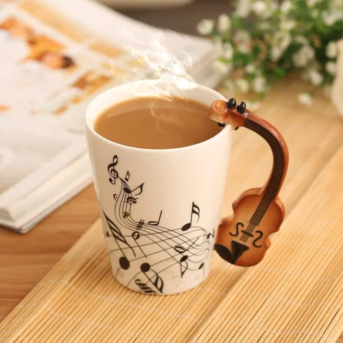 Miniatura 5 de Tazas de café con música de violín de 12.9 onzas, notas musicales, bebida, té, leche, taza de café, taza de música de cerámica, regalo para amigos
