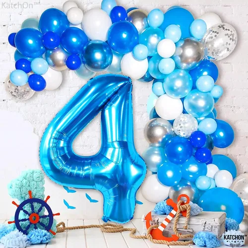 Miniatura 994 de KatchOn, Globo grande azul número 2 de 40 pulgadas Decoraciones de cumpleaños de Baby Shark para niño de 2 años Globo azul número 2 Globo