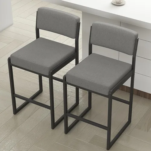Miniatura 8 de SAECKBERG Taburetes de bar modernos de altura de mostrador, sillas de barra de 26 pulgadas de altura con respaldo, taburetes tapizados, taburetes