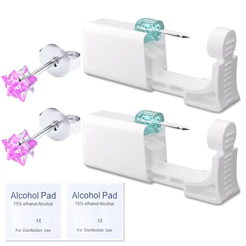 Miniatura 23 de Kit de perforación de orejas YINPAD - Pistola de perforación desechable cargada previamente con clavos de diferentes estilos de 5MM, kit