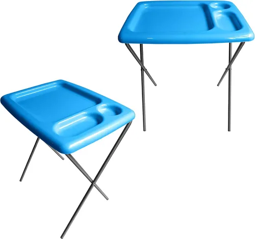 Miniatura 4 de Bandeja/mesa plegable de TV (juego de 2), color negro, 17 x 22 x 26 pulgadas, bandejas portátiles para interiores y exteriores con espacio