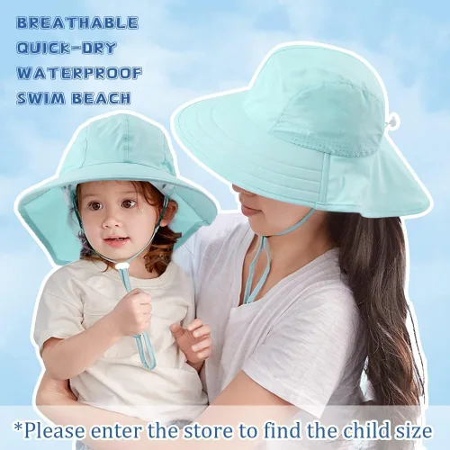 Miniatura 60 de Sombrero de verano para niños pequeños con solapa para el cuello, impermeable, sombrero de natación para niños, protección UV, sombrero de playa