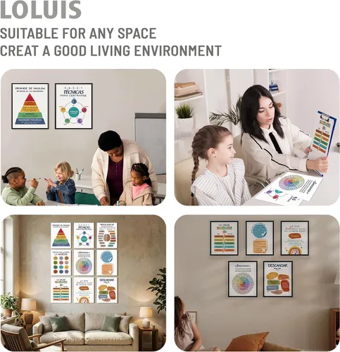 Miniatura 6 de LOLUIS Póster de salud mental, arte de terapia SEL, suministros educativos en español, decoración para escuela, aula y oficina