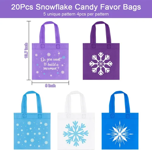 Miniatura 3 de 20 unidades de regalos de fiesta de copo de nieve, bolsas de dulces no tejidas de invierno congelados, regalos temáticos para niños, copo de nieve