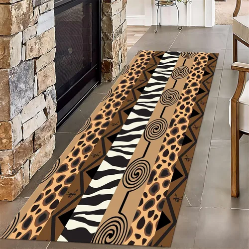 Miniatura 40 de Alfombra de pasillo con estampado de tigre, 2 x 10 pies, alfombra de rayas con estampado de piel de animal, alfombra interior a rayas blancas y 5