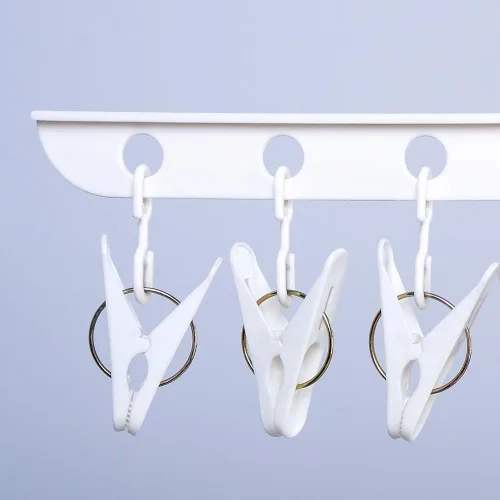 Miniatura 7 de BAOYOUNI Estante de secado de ropa plegable de 2 niveles para interiores y exteriores, con 24 clips y 16 barras de toallas para ropa de bebé
