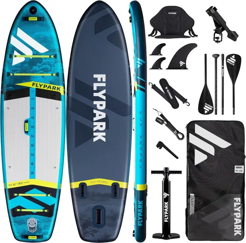 Flypark Tabla de remo inflable de 10'8/11'x35'' para pesca y familia, tabla de remo inflable extra ancha, 430 libras, 3 personas, tabla de remo de