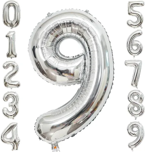 Miniatura 11 de Globos de 0 números plateados 0 globos de número 40 pulgadas número 0 globos de aluminio Mylar