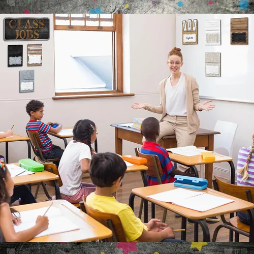 Miniatura 6 de Zonon Class Jobs Tablero de Anuncios Colorido para Trabajos de Clase Conjunto de Gráfico de Bolsillos Ayudante del Maestro Decoración de Pizarra