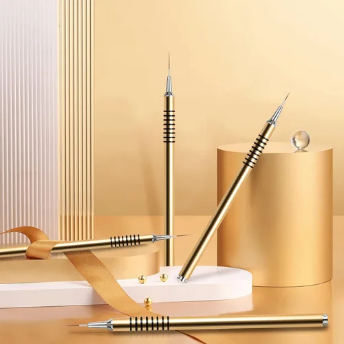 Miniatura 6 de Set de pinceles para delinear uñas, 6 piezas, para diseño de uñas, líneas finas y largas, punta para puntitos, con mango metálico, pinceles