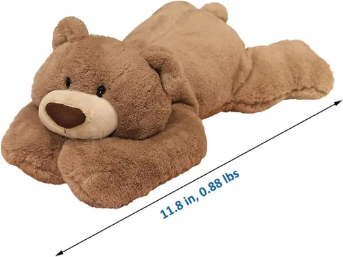 Miniatura 4 de Hronsa Animales de peluche con peso, oso con peso, lindo cojín de felpa de oso marrón para adultos, niños y niñas, 11.8 pulgadas