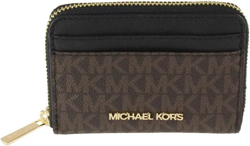 Miniatura 2 de Michael Kors Jet Set - Estuche para tarjetas con cremallera y logotipo de viaje MarrónNegro