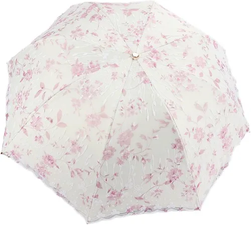 Miniatura 8 de Honeystore Parasol de viaje plegable Brolly Anti-UV Sombrilla Vintage 3 pliegues gris
