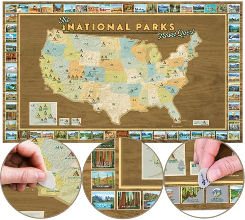 Miniatura 9 de Map Your Travels National Park Travel Quest - Póster de mapa para rascar Incluye herramienta para rascar (16 x 28 pulgadas) ACTUALIZADO OTOÑO 2024