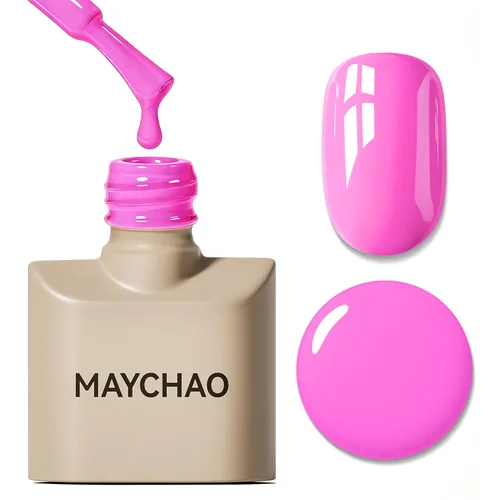Miniatura 73 de MAYCHAO Esmalte de uñas de gel rosa intenso de 0.5 onzas líquidas, 1 unidad de esmalte de gel rosa brillante, esmalte de uñas que se absorbe con luz