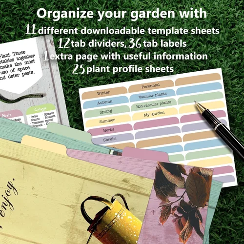 Miniatura 3 de Diario de jardín, carpeta de página completa de 3 anillos de 8.5 x 11 pulgadas. Kit organizador de paquetes de semillas, planificador perfecto
