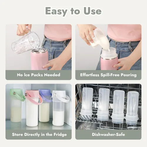 Miniatura 5 de HEYTRIP Botella enfriadora de leche materna, enfriador portátil de leche materna de 20oz para almacenamiento, acero inoxidable reutilizable
